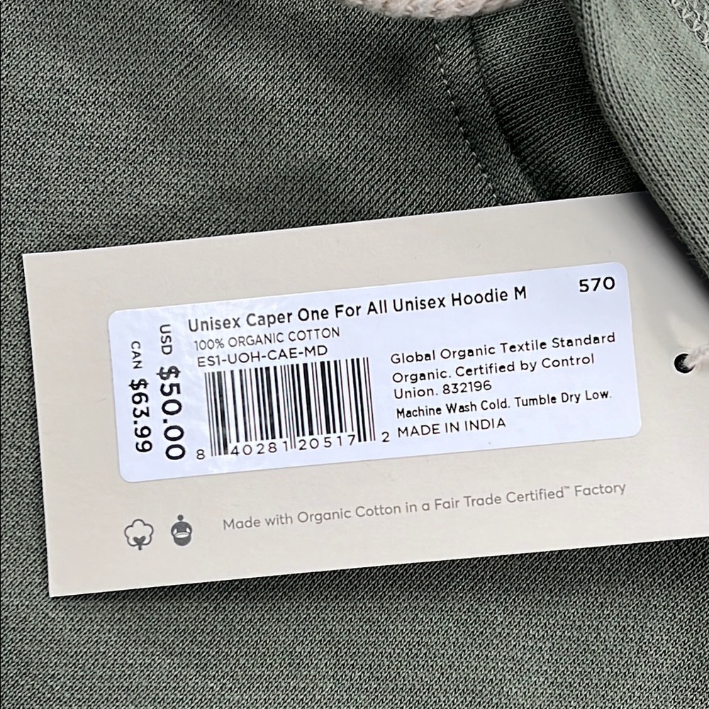 NEW PACT M‎ 100% Organic Cotton Unisex One For All Pullover Caper Hoodie - Picture 5 of 12